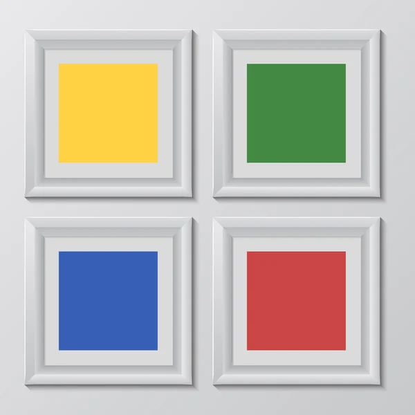 Marcos cuadrados de madera color arco iris conjunto para su diseño web — Vector de stock