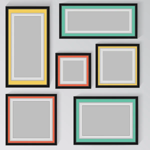 Colorful frame vector on wall. — Stock vektor