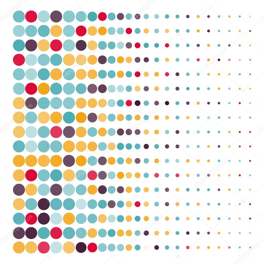 Background with the colored dotted circles in a vector