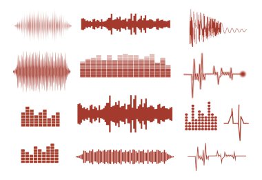 Ses dalgaları ayarlayın. Müzik dalgalar simgeler. Ses Ekolayzır teknoloji. Vektör çizim.