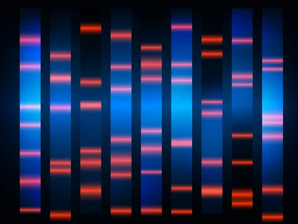 Πολύχρωμα ιατρικά αποτελέσματα dna με μαύρο φόντο — Διανυσματικό Αρχείο