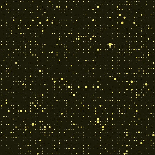 Rondas de medio tono brillantes. Estrellas estilizadas en el cielo nocturno. Fondo textura sin costuras. Ilustración vectorial . — Archivo Imágenes Vectoriales