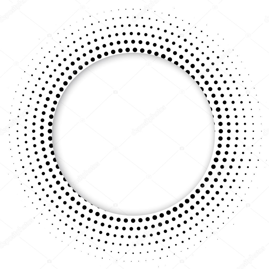Round banner of pixels. Differing halftone ring.