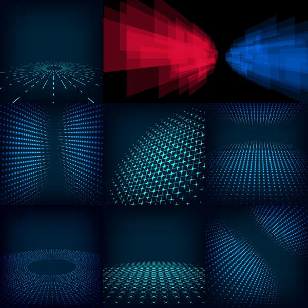 Set of nine abstract digital vector background template made with gradient and circles. Include — Stock Vector