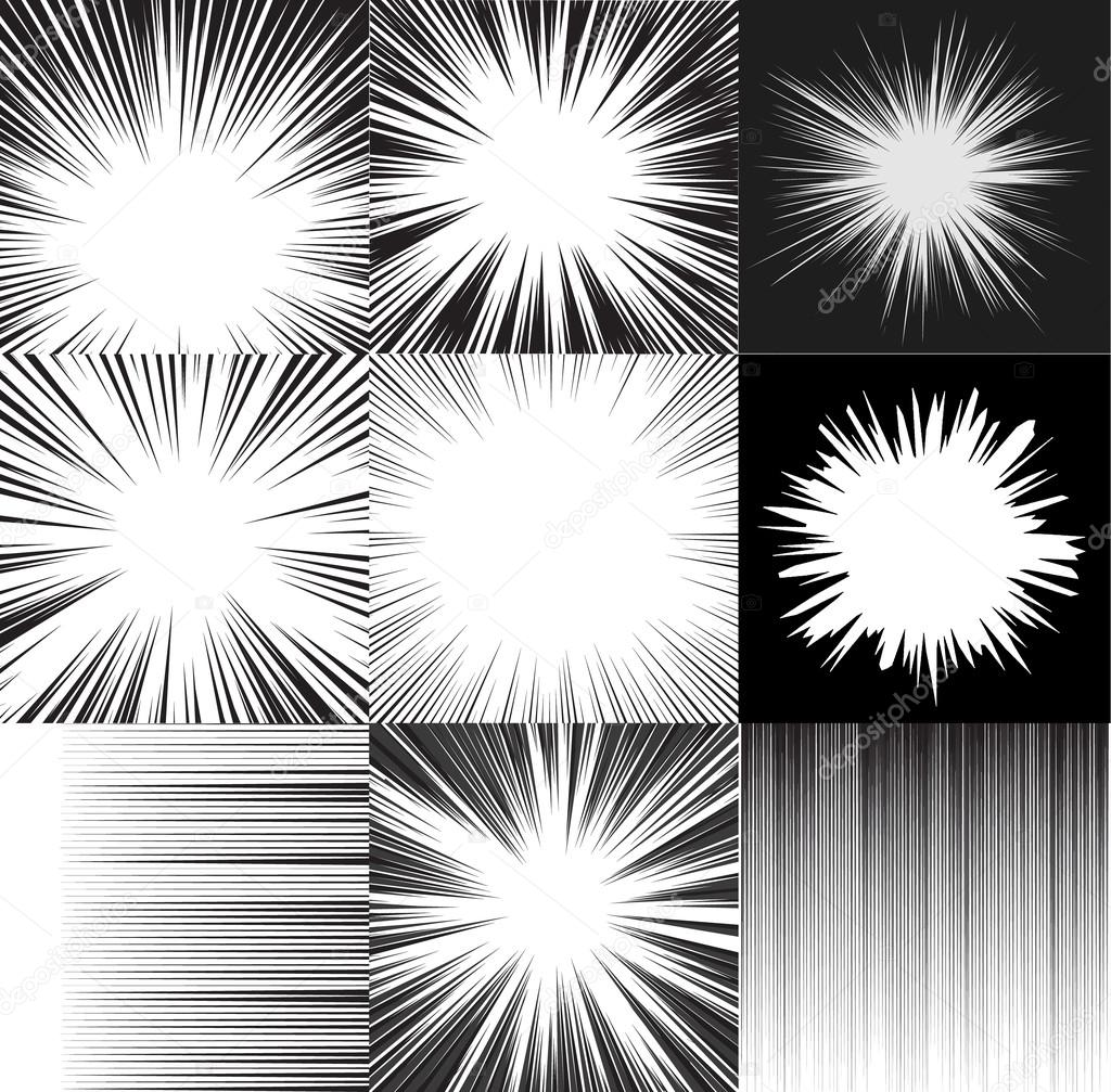 Comic book speed horizontal lines background set of four editable images