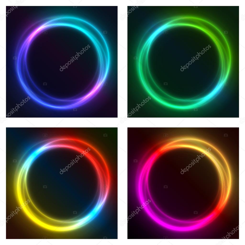 Vector round frame. Shining circle banner. Vector illustration