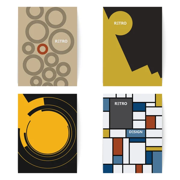 Set van vier retro brochures afdrukken sjabloon in een vintage stijl. Digitale vectorillustratie. — Stockvector