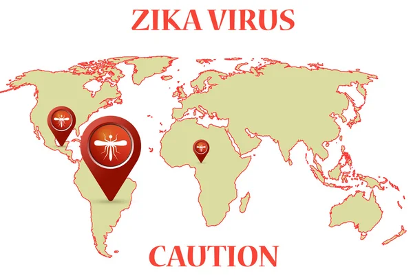 Zika Virus with mosquito earth map infographic — Stock Vector