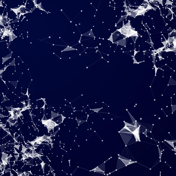 Virtuele abstracte achtergrond met een deeltjesgrootte, molecuul structuur. genetische en chemische verbindingen. creatieve vector. ruimte en sterrenbeelden. wetenschap en verbinding concept. sociaal netwerk. — Stockvector