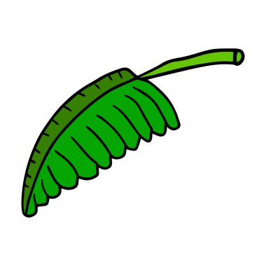 Beyaz arka planda izole edilmiş şirin karalama palmiyesi yaprağı. Karikatür çiçek elementi. Vektör illüstrasyonu. 