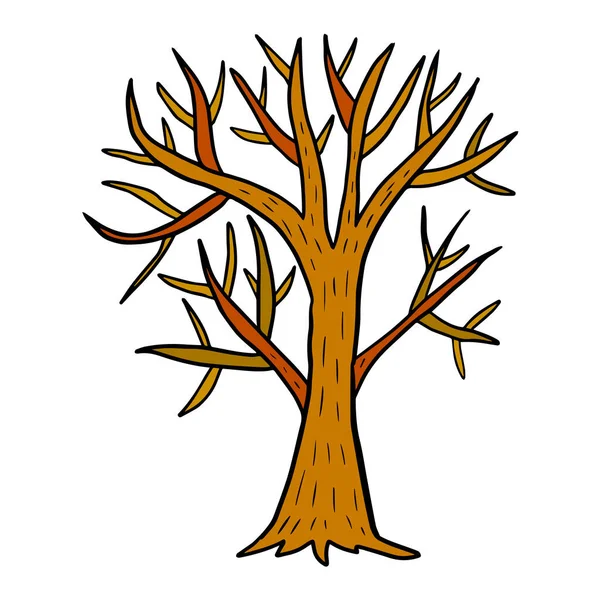 Árbol Garabatos Dibujos Animados Sin Follaje Aislado Sobre Fondo Blanco — Archivo Imágenes Vectoriales