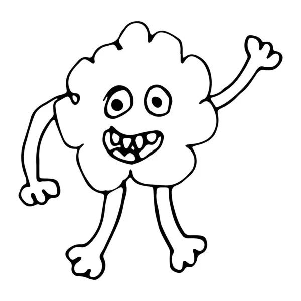 Niedliche Cartoon Monster Kindlichen Doodle Stil Zeichensymbol Vektorillustration — Stockvektor