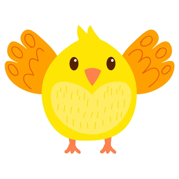 Cute Yellow Chick Flat Style Isolated White Background Little Bird — Stock Vector