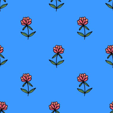 Yaprakları pürüzsüz olan soyut renkli karalama çiçeği. Çiçek arkaplan. Vektör illüstrasyonu. 