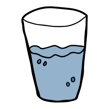 Beyaz arka planda izole edilmiş şirin karalama bardakları. Vektör illüstrasyonu. 