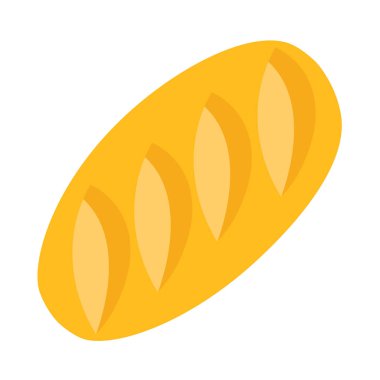 Beyaz arka planda izole edilmiş beyaz tatlı bir somun ekmek. Yemek ikonu. Vektör illüstrasyonu. 