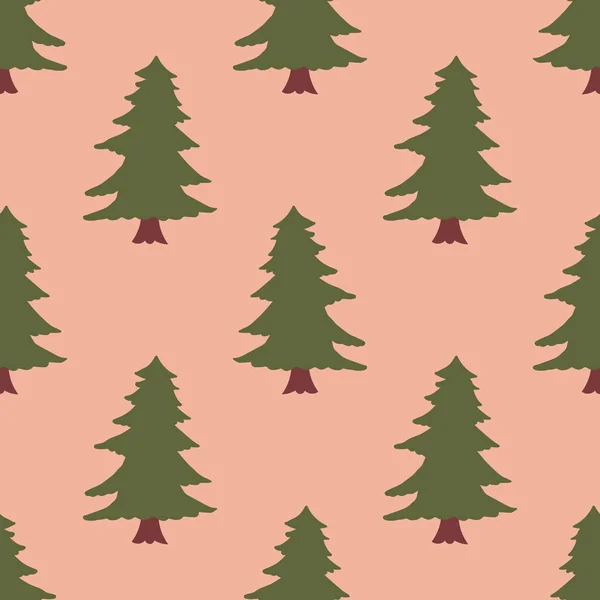 Forêt Épinette Motif Sans Couture Fond Vacances Papier Emballage Joyeux — Image vectorielle