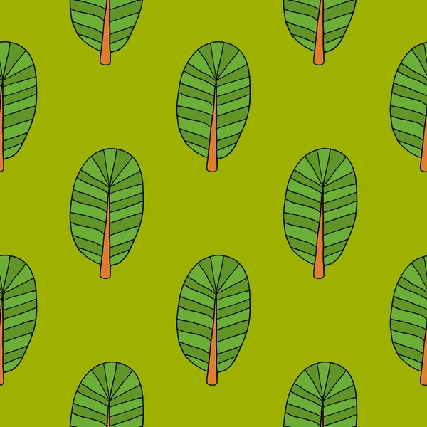 Mignon Motif Forêt Sans Couture Avec Des Arbres Été Dessin — Image vectorielle