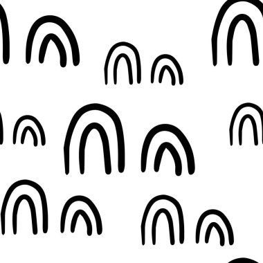 Güzel el çizimi karalama şekilleri pürüzsüz desenler. Farklı kemerlerin, gökkuşaklarının dağınık dokusu.  