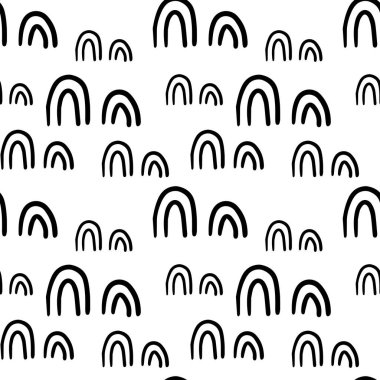 Güzel el çizimi karalama şekilleri pürüzsüz desenler. Farklı kemerlerin, gökkuşaklarının dağınık dokusu.  