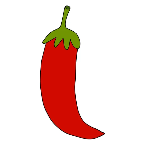 Dibujos Animados Garabato Lineal Pimiento Rojo Frío Aislado Sobre Fondo — Archivo Imágenes Vectoriales