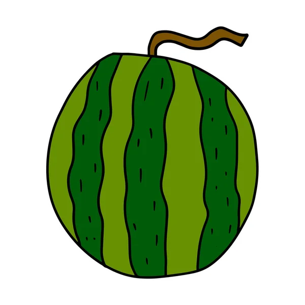 Nette Hand Gezeichnete Doodle Wassermelone Isoliert Auf Weißem Hintergrund Lebensmittel — Stockvektor