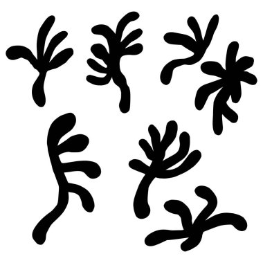 Matisse organik şekiller, beyaz arka planda izole edilmiş ikonlar. Olaysız şekiller.