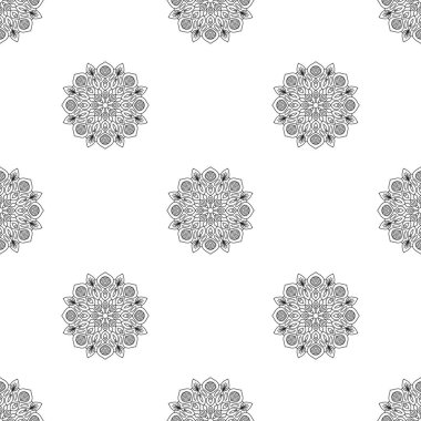 Mandala çiçeğiyle soyut, pürüzsüz desen. Mozaik, fayans, benek. Çiçek arka planı.