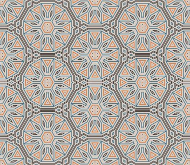 Soyut fantezi ince çizgi altıgen, üçgen geometrik dikişsiz desen. Yaratıcı mozaik, fayans arkaplanı.