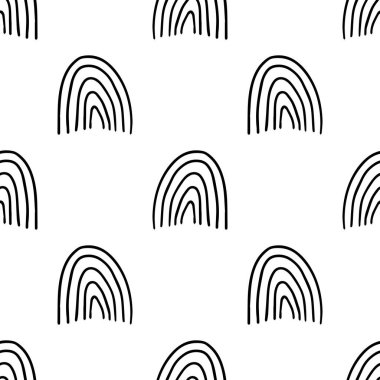 Güzel soyut karalama kemerleri, gökkuşağı desenleri. El çizimi geometrik arka plan. Yuvarlak şekiller.