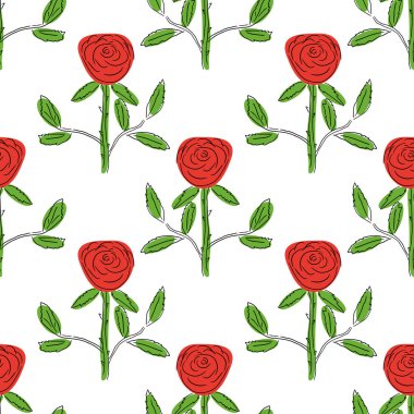 Güzel çizgi film benekli puantiyeli çiçekleri karalamalı, dikişsiz desenli. Çiçeksel çocuksu arka plan.