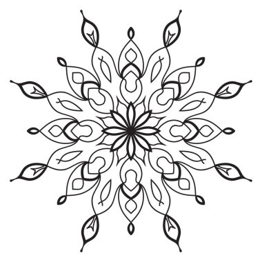 Tatlı Mandala. Süslü, yuvarlak karalama çiçeği beyaz arka planda izole edilmiş. Etnik doğu tarzında Geometrik dekoratif süs.