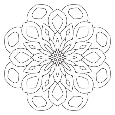 Tatlı Mandala. Süslü, yuvarlak karalama çiçeği beyaz arka planda izole edilmiş. Etnik doğu tarzında Geometrik dekoratif süs.