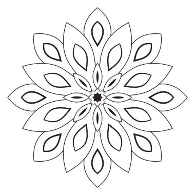 Tatlı Mandala. Süslü, yuvarlak karalama çiçeği beyaz arka planda izole edilmiş. Etnik doğu tarzında Geometrik dekoratif süs.