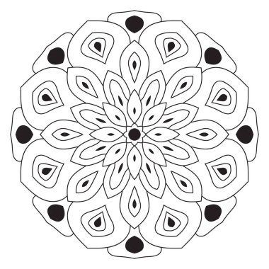 Tatlı Mandala. Süslü, yuvarlak karalama çiçeği beyaz arka planda izole edilmiş. Etnik doğu tarzında Geometrik dekoratif süs.