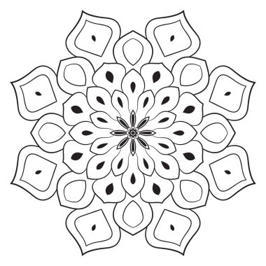 Tatlı Mandala. Süslü, yuvarlak karalama çiçeği beyaz arka planda izole edilmiş. Etnik doğu tarzında Geometrik dekoratif süs.