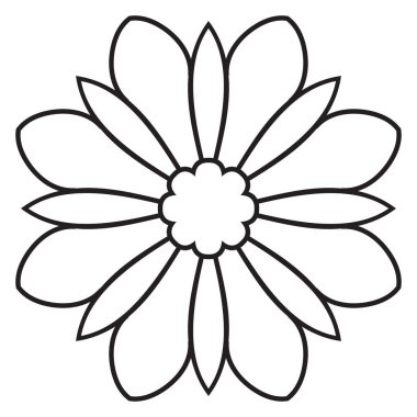 Tatlı Mandala. Süslü, yuvarlak karalama çiçeği beyaz arka planda izole edilmiş. Etnik doğu tarzında Geometrik dekoratif süs.