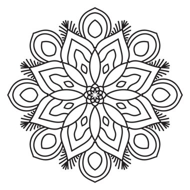 Tatlı Mandala. Süslü, yuvarlak karalama çiçeği beyaz arka planda izole edilmiş. Etnik doğu tarzında Geometrik dekoratif süs.