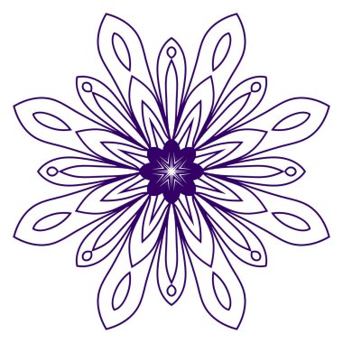 Tatlı Mandala. Süslü, yuvarlak karalama çiçeği beyaz arka planda izole edilmiş. Etnik doğu tarzında Geometrik dekoratif süs.