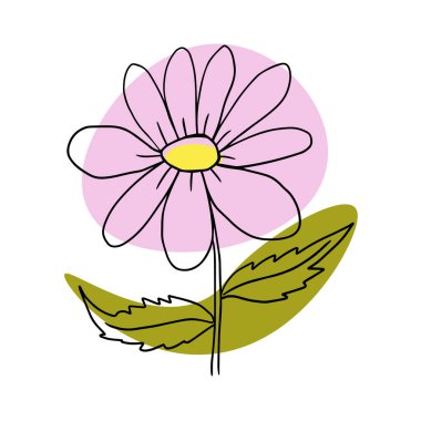 Renkli fantezi karikatür karikatür özensiz çiçek beyaz arka planda izole. Vektör illüstrasyonu.