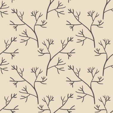 Güzel karikatür dalları kusursuz desen. Bitkilerle, dallarla dolu bir geçmiş. Paket kağıdı, tekstil. 