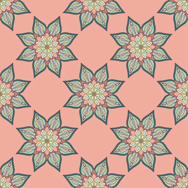 Mandala çiçeğiyle soyut, pürüzsüz desen. Mozaik, fayans, benek. Çiçek arka planı.