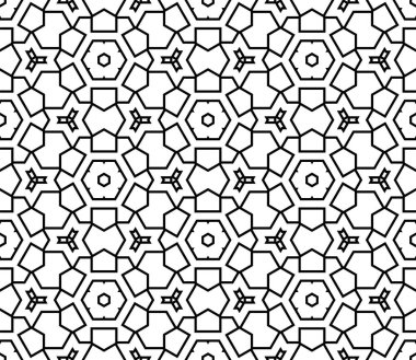 Soyut fantezi ince çizgi altıgen, üçgen geometrik dikişsiz desen. Yaratıcı mozaik, fayans arkaplanı.