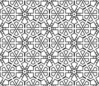 Soyut fantezi ince çizgi altıgen, üçgen geometrik dikişsiz desen. Yaratıcı mozaik, fayans arkaplanı.