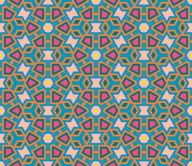 Soyut fantezi çizgili altıgen geometrik dikişsiz desen. Yaratıcı mozaik, fayans arkaplanı.