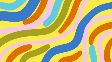 Kıvırcık fırça darbeleri, şablon, dalga, sanatsal kaplama tasarımı, renkli dokusu olan soyut bir arkaplan. Moda deseni, grafik posteri, geometrik broşür, kart.