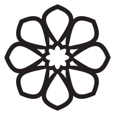 Tatlı Mandala. Süslü, yuvarlak karalama çiçeği beyaz arka planda izole edilmiş. Geometrik dekoratif süs.