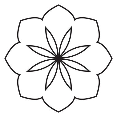 Tatlı Mandala. Süslü, yuvarlak karalama çiçeği beyaz arka planda izole edilmiş. Geometrik dekoratif süs.