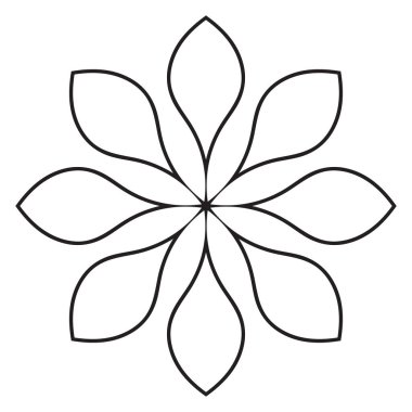 Tatlı Mandala. Süslü, yuvarlak karalama çiçeği beyaz arka planda izole edilmiş. Geometrik dekoratif süs.