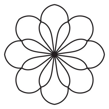 Tatlı Mandala. Süslü, yuvarlak karalama çiçeği beyaz arka planda izole edilmiş. Geometrik dekoratif süs.